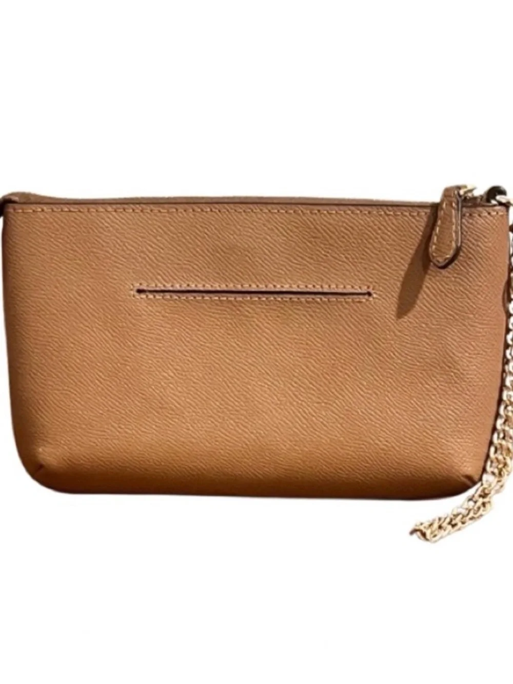 🆕-Coach- Crossgrain Leather Wristlet w/Chain. NWT
